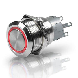 Hella Switch Push Stainless Steel SPST LED Red 12V 958455001