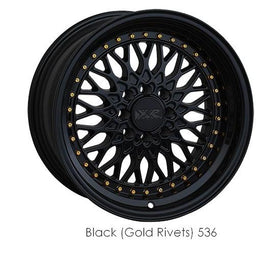 XXR 536 16x8 4x100/4x114.3 +20 Black/Gold Rivets Wheel/Rim 536680820