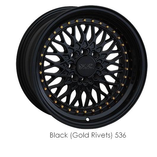 XXR 536 15x8 4x100/4x114.3 +0 Black/Gold Rivets Wheel/Rim 536584620
