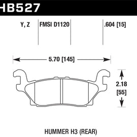 Hawk 08-10 Hummber H3/H3T Performance Ceramic Street Rear Brake Pads HB527Z.604