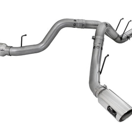 aFe Large Bore-HD 4in 409 Stainless Steel DPF-Back Exhaust w/Polished Tips 15-16 Ford Diesel Truck 49-43122-P