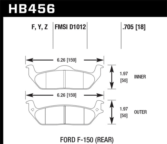 Hawk HB456Y.705 LTS High Performance Truck/SUV Brake Pads [Rear Set] HB456Y.705