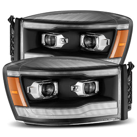 AlphaRex 06-08 Dodge Ram 1500HD PRO-Series Projector Headlights Plank Style Black w/Seq Signal/DRL 880532