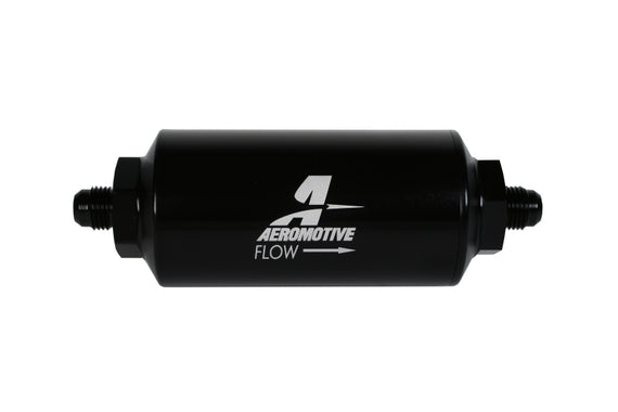 Aeromotive In-Line Filter - (AN-6 Male) 10 Micron Fabric Element Bright Dip Black Finish 12347
