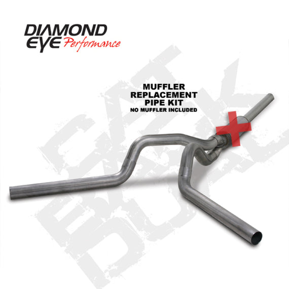 Diamond Eye KIT 4in Catback MFLR RPLCMENT PIPE DUAL SS: 2004.5-2007.5 DODGE CUMMINS 600 K4236S-RP
