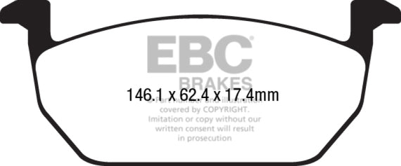 EBC Redstuff Front Brake Pads for 2017+ Volkswagen Golf Mk7 1.8L Turbo DP32225C