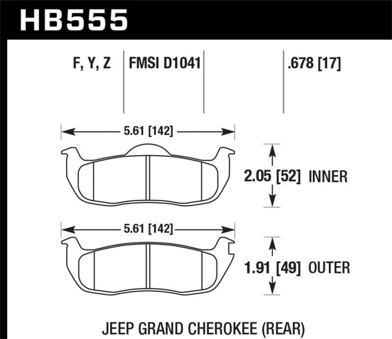 Hawk Performance HB555F.678 Virtually Noise-Free Disc Brake Pads HB555F.678