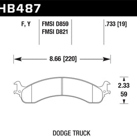 Hawk 2001 for Ram 2500 Pick HPS Street Rear Brake Pads (HB487F.733) HB487F.733