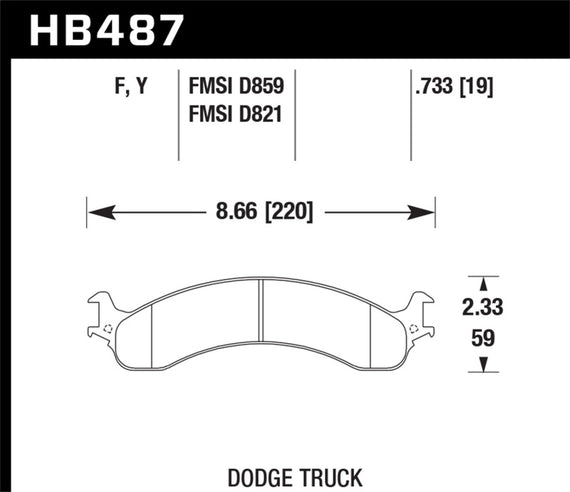 Hawk 2001 for Ram 2500 Pick HPS Street Rear Brake Pads (HB487F.733) HB487F.733
