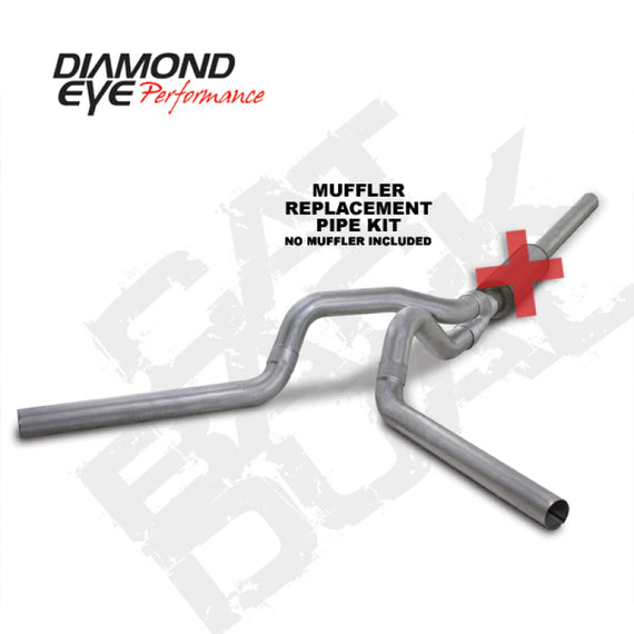 Diamond Eye KIT 4in Catback MFLR RPLCMENT PIPE DUAL AL: 2004.5-2007.5 DODGE CUMMINS 600 K4236A-RP