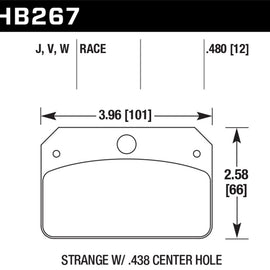 Hawk DTC-50 Brake Pads for Strange Caliper w/ 0.438in Center Hole HB267V.480