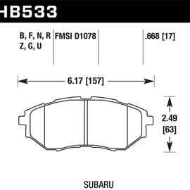 Hawk HPS Front Brake Pads for 05+ Legacy GT - HB533F.668 HB533F.668