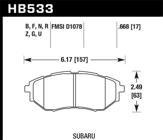 Hawk HPS Front Brake Pads for 05+ Legacy GT - HB533F.668 HB533F.668