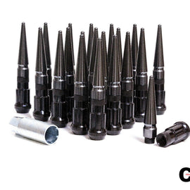 CPR Spline Steel Racing Lug Nuts+Aluminum Spike 12x1.25 Black/Chrome Black 123mm