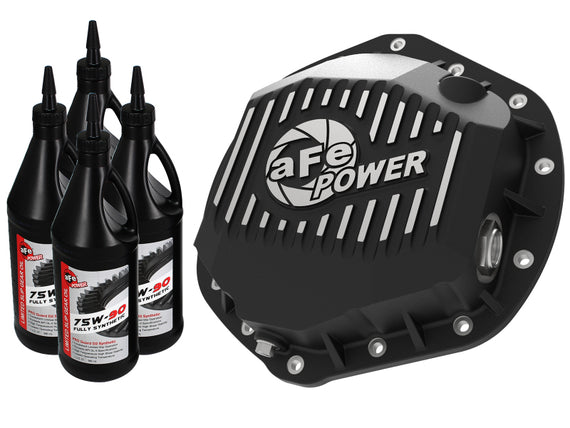 aFe Power Pro Series Rear Differential Cover Black w/Machined Fins & Gear Oil 14-18 RAM 6.7L Diesel 46-70392-WL