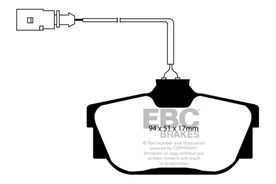 EBC 00 Volkswagen Eurovan 2.8 (ATE) with Wear Leads Ultimax2 Rear Brake Pads UD877