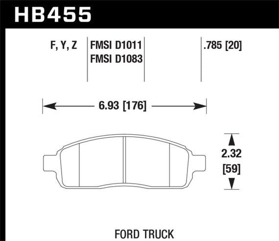 Hawk HB455Y.785 LTS High Performance Truck/SUV Brake Pads [Front Set] HB455Y.785