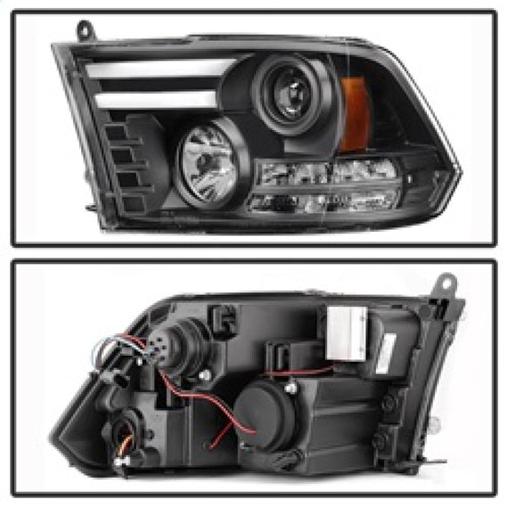 Spyder Dodge Ram 09-12 Projector Headlights Light Bar DRL Black PRO-YD-DR09-LBDRL-BK 5081001