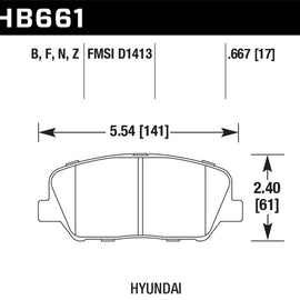 Hawk HPS Brake Pads For 10-15 Genesis 13-15 Veloster 11-15 Optima HB661F.667 Fr HB661F.667