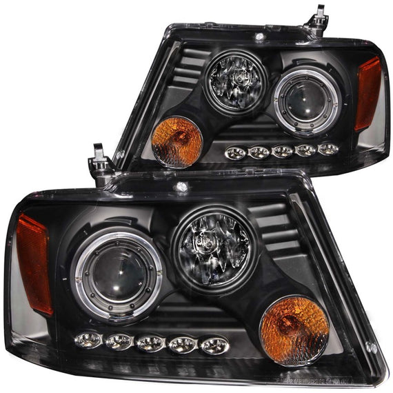 ANZO PROJECTOR HEADLIGHTS WHALOLED BLACK G2 FITS 2004-2008 FORD F-150 111204 111204