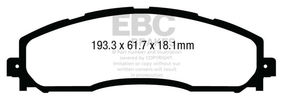 EBC 13+ Ford F250 (inc Super Duty) 6.2 (2WD) Greenstuff Rear Brake Pads - DP6301 DP63016