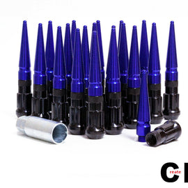 CPR Spline Steel Racing Lug Nuts+Aluminum Spike 12x1.25 Black/Blue 123mm