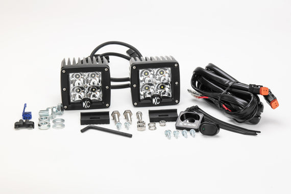 KC HiLiTES C-Series 3in. C3 LED Light 12w Spot Beam (Pair Pack System) - Black 330