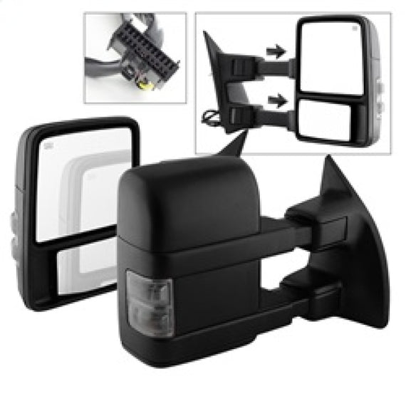 xTune Ford SuperDuty 08-15 Extendable Heated Mirrors w/ LED Signal Smoke MIR-FDSD08S-PW-SM-SET 9935831