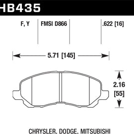 Hawk 00-05 Eclipse GT LTS Street Front Brake Pads HB435Y.622