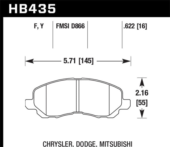 Hawk 00-05 Eclipse GT LTS Street Front Brake Pads HB435Y.622