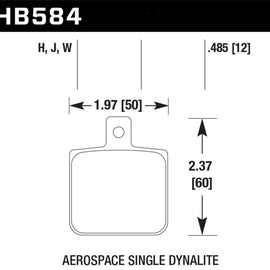 Hawk Aerospace Single Dynalite 12mm Thickness HPS Street Brake Pads HB584F.485