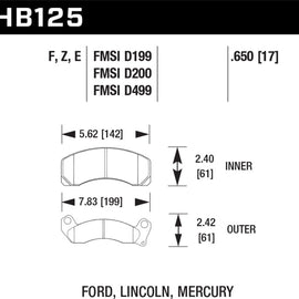 Hawk Performance Ceramic Street Brake Pads HB125Z.650