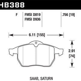 Hawk HB388F.756 HPS High Performance Street Brake Pads [Front Set] HB388F.756