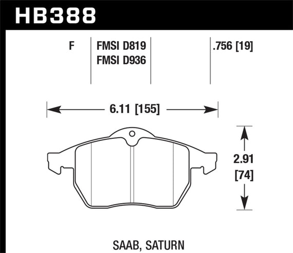 Hawk HB388F.756 HPS High Performance Street Brake Pads [Front Set] HB388F.756