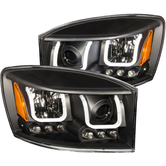 Anzo 111314 Black Clear Lens Projector Headlights U-Bar for 06-08 Dodge Ram 1500 111314