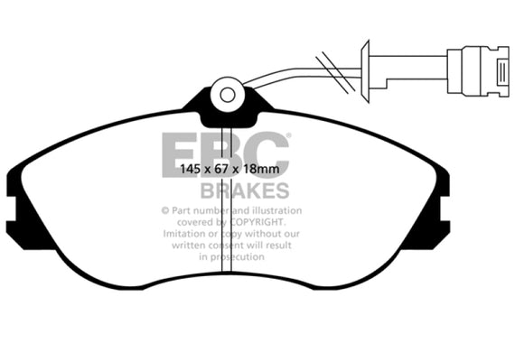 EBC Brake Pads - Yellowstuff 4000 Series DP4711R Fits:AUDI  1989 - 1991 200 QUA DP4711R