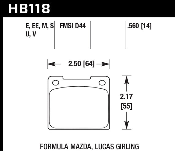 Hawk 1979 Volvo 262 DTC-50 Race Rear Brake Pads HB118V.560