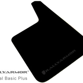 Rally Armor Universal Fit (No Hardware) Basic Plus Black Mud Flap w/ Black Logo MF20-BAS-BLK
