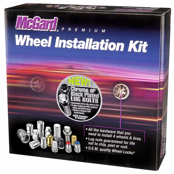 McGard HEX LUG BOLT w/LOCK KIT 20pc 14X1.5 W/WHL LKS RADIUS SEAT, 17MM HEX, 26.3MM SHK-CHROME 68018