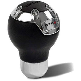 MOMO GTR 2 SHIFT KNOB TOP GRAIN BLACK LEATHER W/ RUBBERIZED TOP