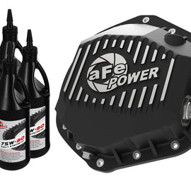 aFe Pro Series Rear Diff Cover Black w/ Machined Fins & Gear Oil 01-18 GM Diesel Trucks V8-6.6L (td) 46-71061B