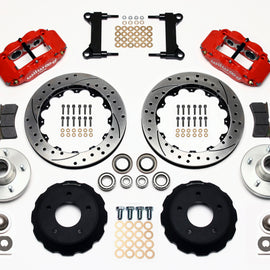 Wilwood Narrow Superlite 6R Front Hub Kit 13.06in Drill Red Chevy C-10 60-87 CPP Drop Spindle 140-10775-DR