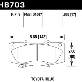 Hawk 05-13 Toyota Hilux LTS Street Brake Pads HB703Y.665