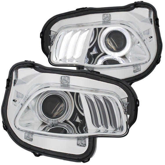 ANZO 2014-2016 Jeep Cherokee Projector Headlights Chrome clear w/ white and Red 111354