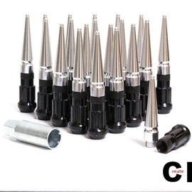 CPR Spline Steel Racing Lug Nuts+Aluminum Spike 14x1.5 Black/Polished 123mm CPR-DSAL1415BKPO