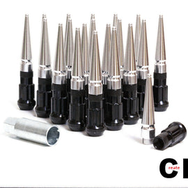 CPR Spline Steel Racing Lug Nuts+Aluminum Spike 12x1.5 Black/Polished123mm