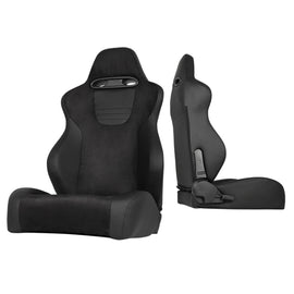 Xtune Srt Style Racing Seat Suede/Pu (Double Slider) Black/Black Passenger Side RST-SRT-03-BK-PA 9933943