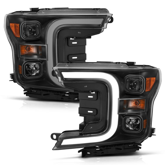 Anzo 111398 Black Project Plank Style Switchback Headlights for 18-19 Ford F-150 111398