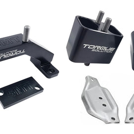 Torque Solution Solid Billet Engine/Transmission Mounts w/Mount Plates - 02-14 Subaru WRX TS-SU-250SB-PL