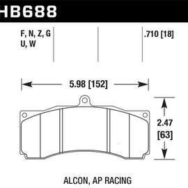 Hawk AP Racing / Stoptech / Alcon DTC-60 Race Brake Pads HB688G.710